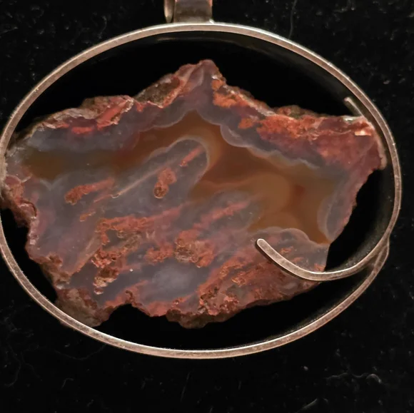 Sterling Silver Necklace w Jasper Pendant